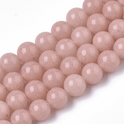 Brins de perles en pierre synthétique, ronde, Saumon, 8x8mm, Trou: 1mm, Environ 47~49 pcs/chapelet, 14.17 pouce ~ 14.69 pouces