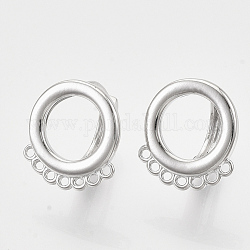Hoop Earring Findings, with Vertical Loop, Ring, Nickel Free, Real Platinum Plated, 15.5x14x13.5mm, Hole: 1mm, pin: 1mm