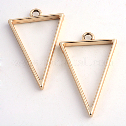 Rack Plating Alloy Triangle Open Back Bezel Pendants, For DIY UV Resin, Epoxy Resin, Pressed Flower Jewelry, Hollow, Cadmium Free & Nickel Free & Lead Free, Matte Gold Color, 39x25x3.5mm, Hole: 3mm