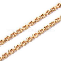 Brass Link Chains, U Shape, Unwelded, Nickel Free, Real 18K Gold Plated, 9.5x5x2mm