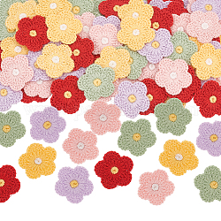 100 шт., 5 цвета, двухцветный вязаный орнамент из полиэстера, аксессуары, для поделок поделки, цветок, разноцветные, 25~26x26~27x2 мм, 20 шт / цвет