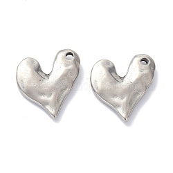 304 Stainless Steel Pendants, Heart, Stainless Steel Color, 19x17x3mm, Hole: 1.8mm