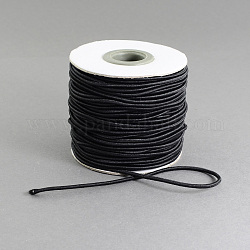 Cordon elástico redondo, con exterior de nylon y el caucho en el interior, negro, 2mm, alrededor de 43.74 yarda (40 m) / rollo