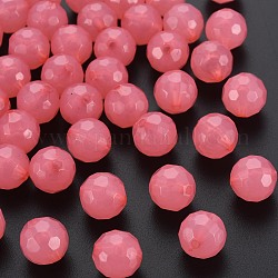 Perles en acrylique de gelée d'imitation, facette, ronde, rose chaud, 12x11.5mm, Trou: 1.8mm, environ 560 pcs/500 g