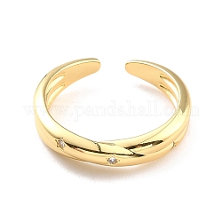 Anillo con estrella de circonitas cúbicas, anillo abierto entrecruzado de latón chapado en oro real de 18k para mujer, Sin cadmio y níque y plomo, Claro, nosotros tamaño 6 1/2 (16.9 mm)