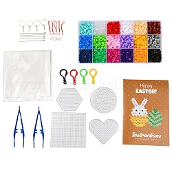 18 Colors DIY Fuse Beads Kit, with Mixed Shape ABC Plastic Pegboards, Ironing Paper and Plastic Tweezers, Iron Keychain Clasp Findings & Chains & Mobile Phone Strap, Plastic Keychain Clasp, Mixed Color, 5x5mm, Hole: 3mm, 1620pcs