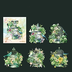 30 pz 6 stili adesivi decorativi per gabbie per uccelli domestici, decalcomanie floreali impermeabili per scrapbooking fai da te, verde chiaro, 144x110x2mm, 5pcs / style