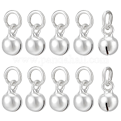 Benecreat 10 pz pendenti in argento sterling, charms campana, con anelli di salto, argento, 6.6x4mm, Foro: 4 mm