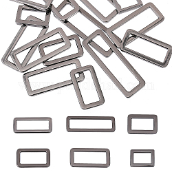 Chgcraft 24 Stück 6-teilige rechteckige Verstellschnallen aus Zinklegierung, für Taschengurtzubehör, Metallgrau, 2.1~5.7x1.55~1.9x0.3 cm, Innendurchmesser: 1.5~4.95x0.9~1.15 cm, 4pcs / style