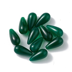 Натуральный зеленый оникс шарики агата, нет отверстий / незавершенного, окрашенная и подогревом, слеза, темно-зеленый, 18.5x9 мм