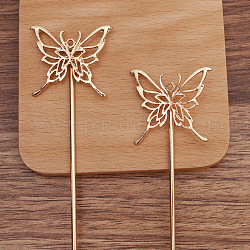 Железная палочка для волос, с бабочкой сплава, золотой свет, 135 мм, штифты : 2.5 мм