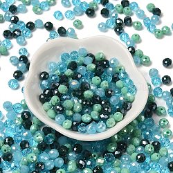 Perles en verre, facette, rondelle, bleu acier, 6x5mm, Trou: 1mm, environ 2360 pcs/500 g