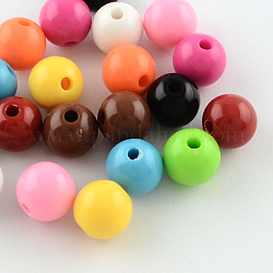 Perles rondes opaques en acrylique, couleur mixte, 8mm, Trou: 2mm, environ 1800 pcs/500 g