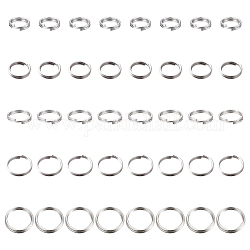 Sunnyclue 500шт 5 стиля 304 кольца из нержавеющей стали, кольца с двойной петлей, цвет нержавеющей стали, 100шт / стиль