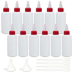 Benecreat Plastikleimflaschen, mit Mini-Trichter aus transparentem Kunststoff, 2 ml Einweg-Kunststoff-Tropfer, rot, 13.3x4.1 cm, Kapazität: 100 ml (3.38 fl. oz), 18 Stück / Set