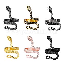 6Pcs Snake Ring Set, Adjustable Open Rings, Vintage Snake Knuckle Rings, Retro Reptile Animal Finger Rings Jewelry for Women Men, Mixed Color, 32mm, Inner Diameter: 16mm
