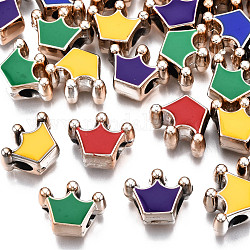 UV-Beschichtung Acryl europäischen Perlen, mit Emaille, Großloch perlen, Krone, Mischfarbe, Licht Gold, 13x17x9 mm, Bohrung: 4.5 mm