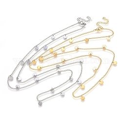 304 Edelstahl Charms Halsketten, mit Karabinerverschluss, Flachrund, goldenen und Edelstahl Farbe, 28.35 Zoll (72 cm), 2 mm