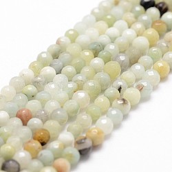 Natürliche Blumen Amazonit Perlenstränge, facettiert, Runde, 4~4.5 mm, Bohrung: 0.8 mm, ca. 86~96 Stk. / Strang, 14.9 Zoll ~ 15.1 Zoll