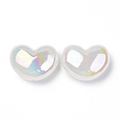 Cuentas de acrílico iridiscente arcoíris chapadas en uv, corazón, claro ab, 16x21x10.5mm, agujero: 1.8 mm