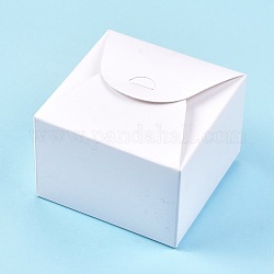 折りたたみ式クラフト紙箱  ギフト用梱包箱  ベーカリーケーキカップケーキボックスコンテナ  正方形  ホワイト  展開：19x21x0.08cm  完成品：10.5x10.5x5.5cm