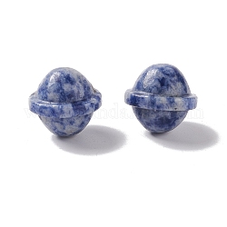 Perles de jaspe tache bleue naturelle, sans trou, forme de saturne, 19x20mm