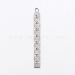 304 Stainless Steel Pendant Rhinestone Settings, Strip with Heart, Stainless Steel Color, 52x6x1.5mm, Hole: 2mm, Fit for 2mm Rhinestone
