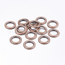 Aleación de enlace rings, estilo tibetano, Sin cadmio y níque y plomo, color de cobre rojo, tamaño: aproximamente 14.5 mm de diámetro, 2 mm de espesor, agujero: 10 mm, 925 unidades / 1000 g