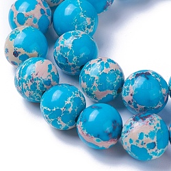 Synthetic Imperial Jasper Bead Strands, Dyed, Round, DeepSky Blue, 6mm, Hole: 1mm, about 66pcs/strand, 15.7inch