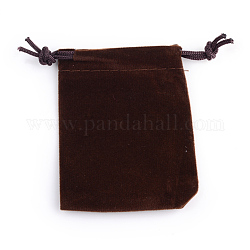 Pochettes rectangle en velours, sacs-cadeaux, brun coco, 15x12 cm
