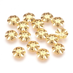 304 Edelstahl Perlenkappen, Blume, Multi-Blütenblatt, golden, 8x2 mm, Bohrung: 1 mm