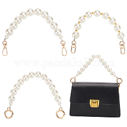 Cinghie del sacchetto del branello della perla d'imitazione di plastica di stile di wadorn 3pcs 3, con chiusure in lega, per accessori per la sostituzione della borsa, bianco antico, 29.2~30cm, 1pc / style
