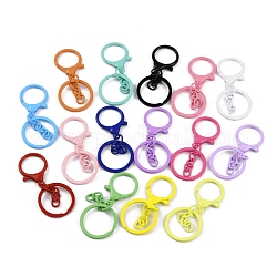 Spray Painted Alloy Keychain Lobster Clasps, Ring Snap Hook, with Iron Ring, Mixed Color, 68.5mm