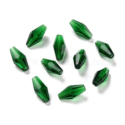 Transparente Glasperlen, facettiert, Doppelkegel, grün, 8x4 mm, Bohrung: 1 mm