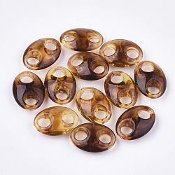 Liens en acrylique, pierre d'imitation, ovale, chocolat, 20x14x7mm, Trou: 5mm, environ 665 pcs/500 g