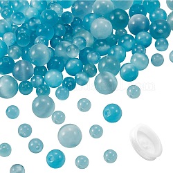 Bausatz für runde Perlenarmbänder mit Katzenauge zum Selbermachen, einschließlich Cat-Eye-Rundperlen, elastischen Faden, Himmelblau, Perlen: 175pcs / box