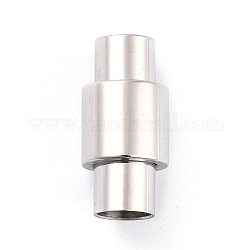 304 Stainless Steel Magnetic Clasps with Glue-in Ends, Column, Stainless Steel Color, 20x10mm, Hole: 6mm