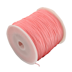 Braided Nylon Thread, Chinese Knotting Cord Beading Cord for Beading Jewelry Making, Light Coral, 0.8mm, about 100yards/roll