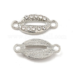 Alloy Connector Charms with Crystal Rhinestone, Oval Links, Nickel, Platinum, 8x18.5x2.5mm, Hole: 1.8mm