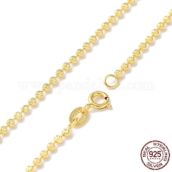 925 collier chaîne boule en argent massif pour femme, avec tampon s925, véritable 18k plaqué or, 18-1/8 pouce (46 cm)