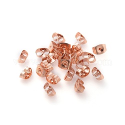 304 Stainless Steel Ear Nuts, Butterfly Earring Backs for Post Earrings, Rose Gold, 6x4.5x3mm, Hole: 0.8~1mm