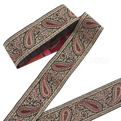 Cintas planas poliéster bordado étnico, cinta de jacquard, patrón floral, color de rosa caliente, 2 pulgada (50 mm), alrededor de 9.84 yarda (9 m) / paquete