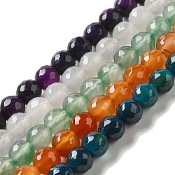 Filo di perline di agata naturale, tinto, sfaccettato, tondo, colore misto, 8mm di diametro, Foro: 1 mm