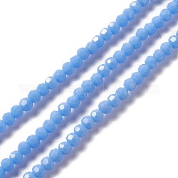 Brins de perles de verre à facettes (32 facettes), ronde, bleuet, 4mm, Trou: 1mm, Environ 99~107 pcs/chapelet, 14.09~15.43'' (35.8~39.2 cm)