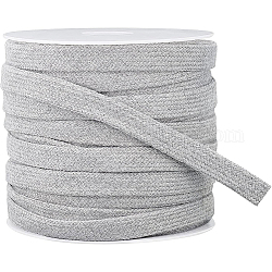 Benecreat 25m cordones planos algodon doble capa, cuerda de algodón hueco, para accesorios de ropa, gris claro, 11x1.2mm, 25 m / rollo