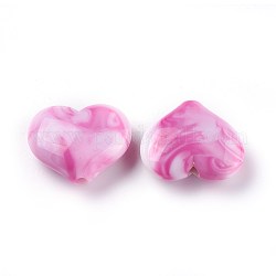 Acryl Nachahmung Edelstein Perlen, Herz, neon rosa , 20x23x8~8.5 mm, Bohrung: 2.5~2.8 mm, ca. 230 Stk. / 500 g