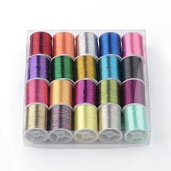 Металлическая нить для вышивания, разноцветные, 0.1 мм, около 60.14 ярда (55 м) / рулон, 20 рулонов / коробке