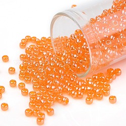Круглые бусины toho, японский бисер, (111b) гиацинтовый оранжевый прозрачный блеск, 8/0, 3 мм, отверстие : 1 мм, о 222шт / бутылка, 10 г / бутылка