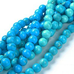 Chapelets de perles en howlite naturelle, teints et chauffée, ronde, 6mm, Trou: 0.8mm, Environ 70 pcs/chapelet, 15.75 pouce (40 cm)