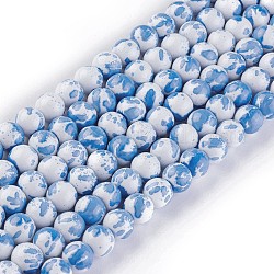 Hornear abalorios de vidrio pintadas hebras, redondo, azul dodger, 10~10.5mm, agujero: 1.5 mm, aproximamente 84 pcs / cadena, 31.4 pulgada (80 cm)